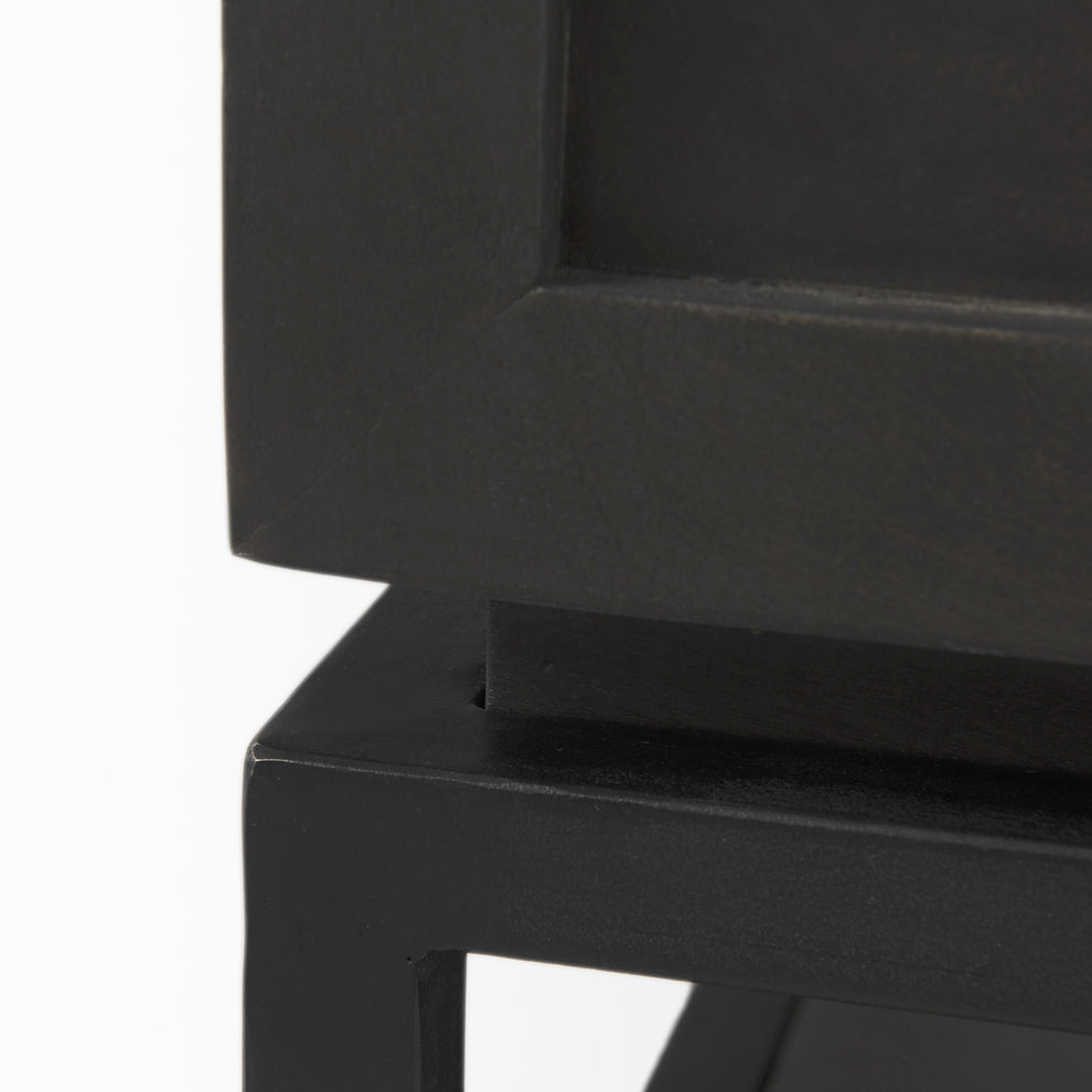 Updated Rustic Dark and Light Marble Top Cabinet By Homeroots | Side Tables | Modishstore - 9