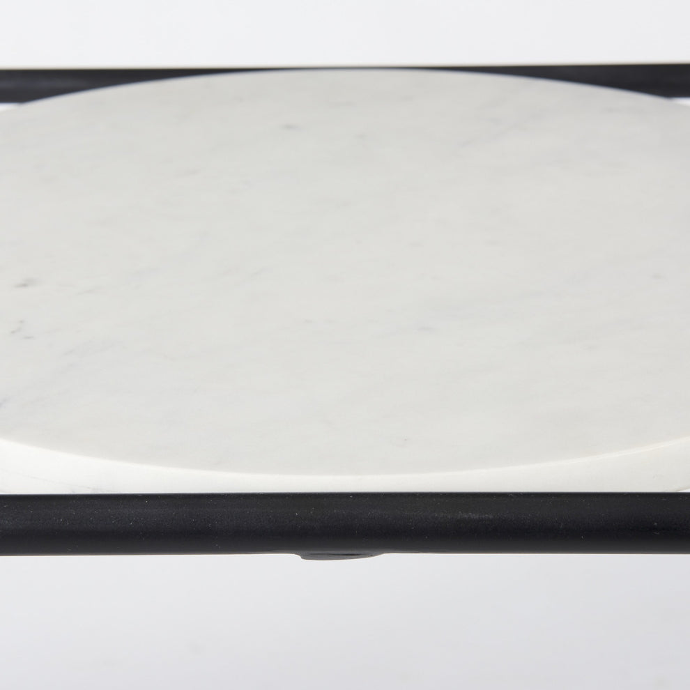 Suspended White Marble Black Metal Geo Side Table By Homeroots | Side Tables | Modishstore - 9