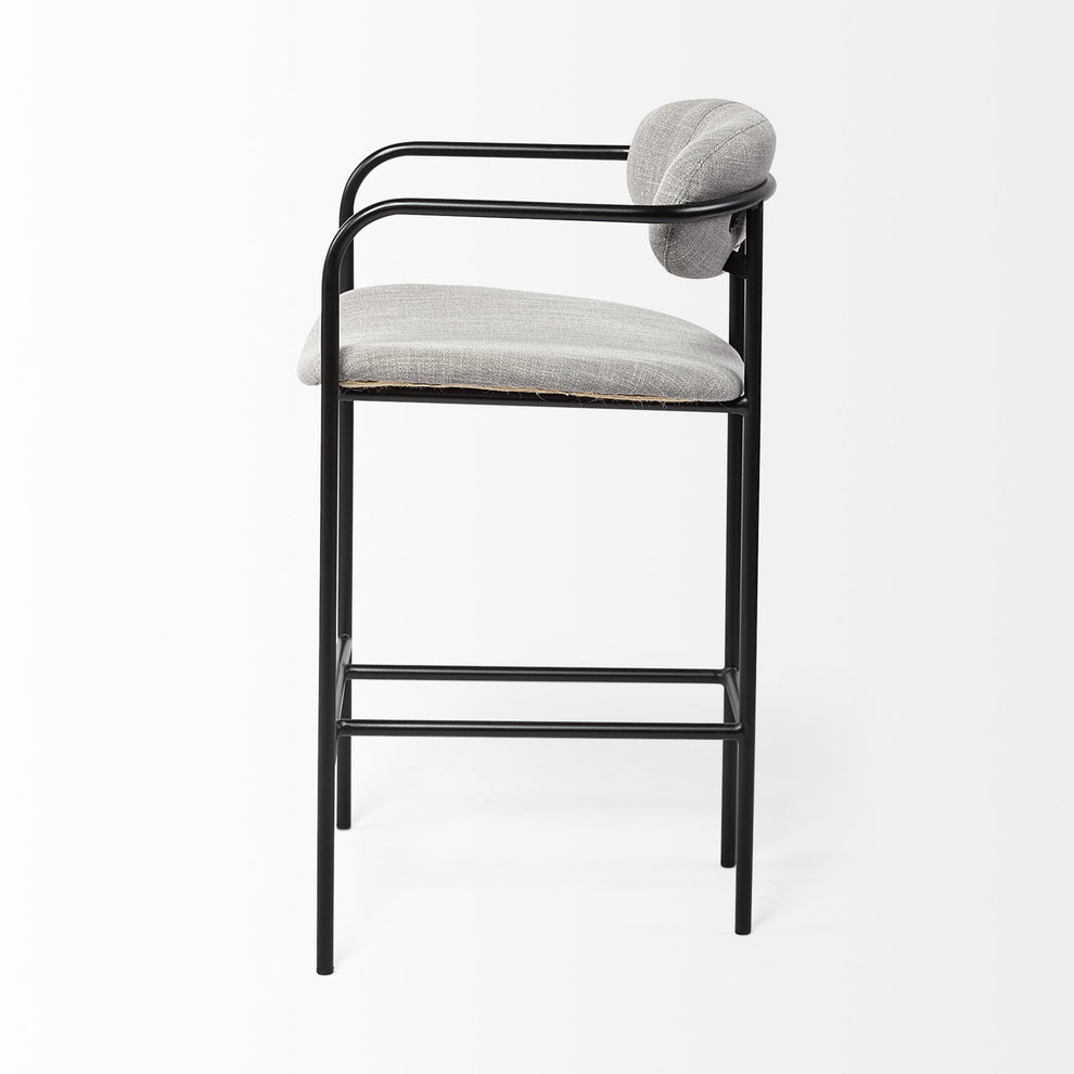 Light Gray Black Framed Counter Stool By Homeroots | Counter Stools | Modishstore - 3