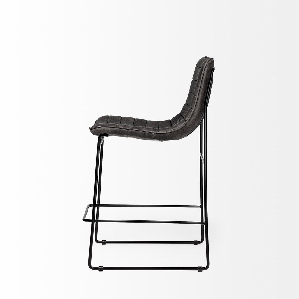 Black Leather Metal Frame Counter Stool By Homeroots | Counter Stools | Modishstore - 3