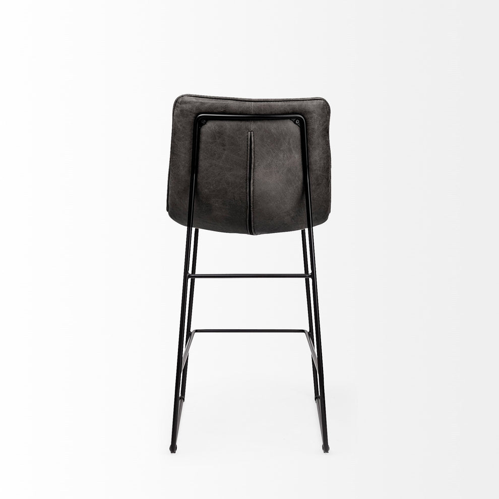 Black Leather Metal Frame Counter Stool By Homeroots | Counter Stools | Modishstore - 4