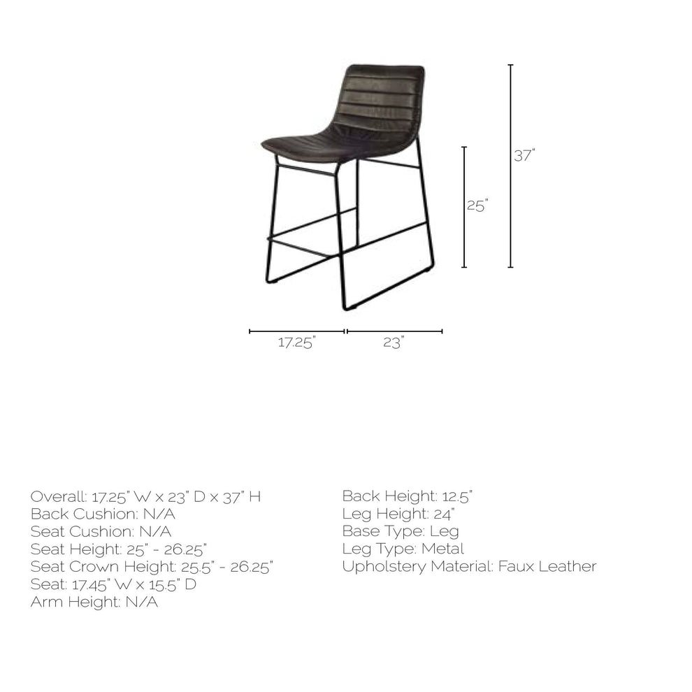 Black Leather Metal Frame Counter Stool By Homeroots | Counter Stools | Modishstore - 6