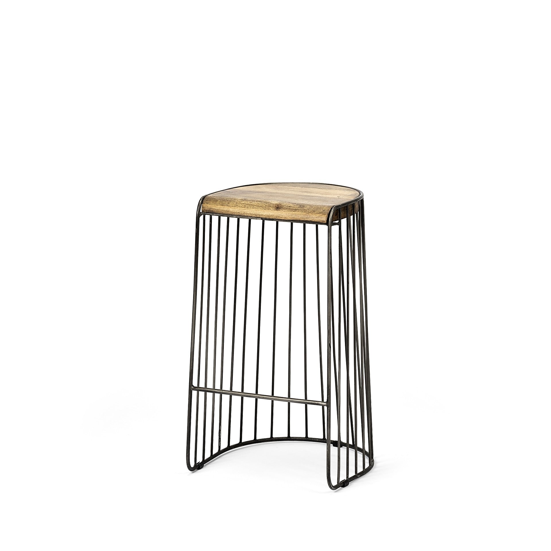 Wood And Metal Wire Design Counter Stool By Homeroots | Counter Stools | Modishstore - 2