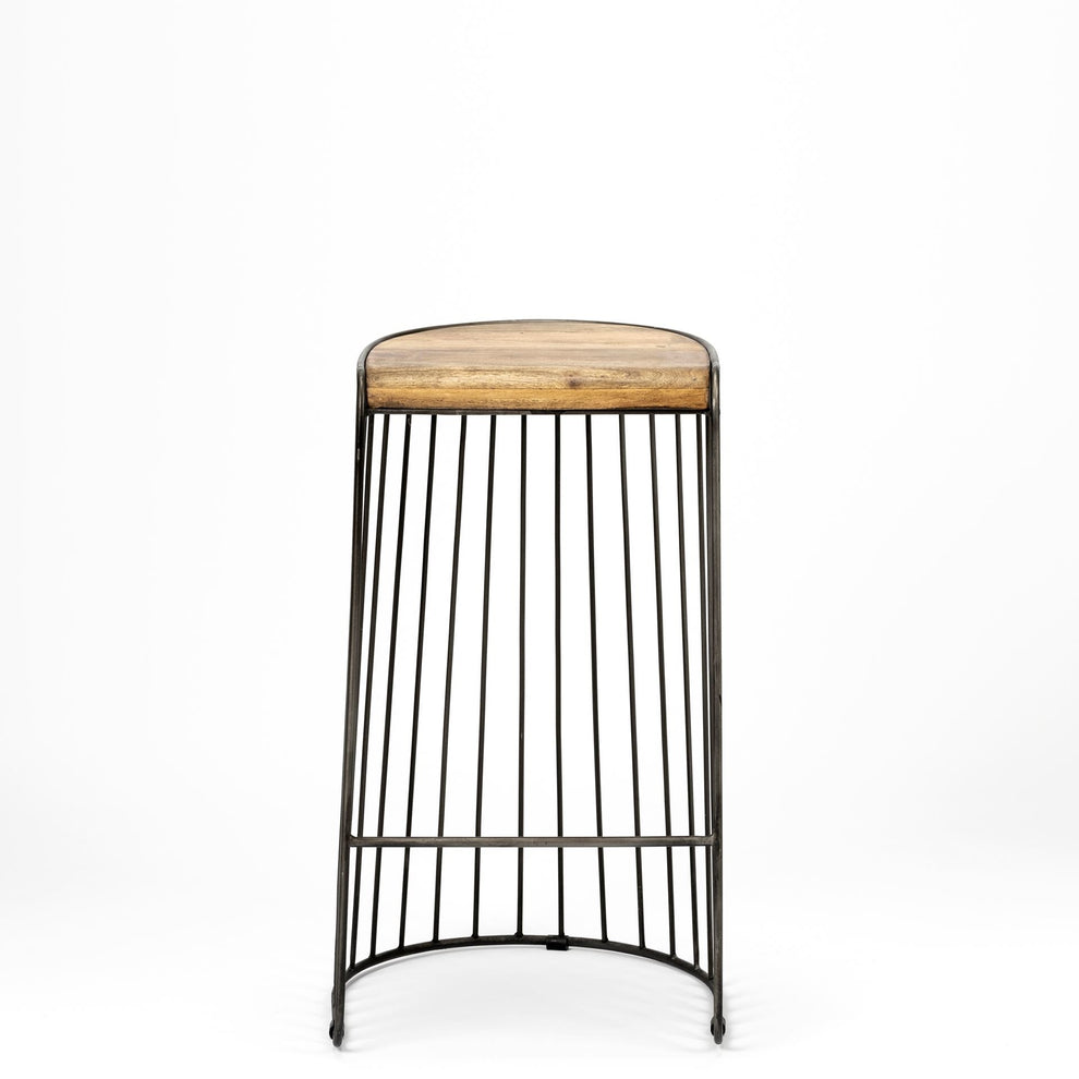 Wood And Metal Wire Design Counter Stool By Homeroots | Counter Stools | Modishstore - 3