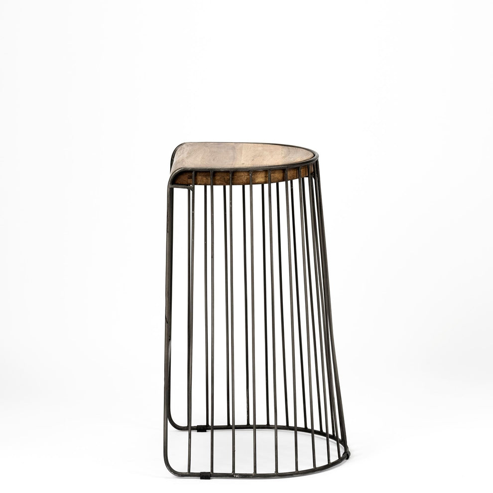 Wood And Metal Wire Design Counter Stool By Homeroots | Counter Stools | Modishstore - 4