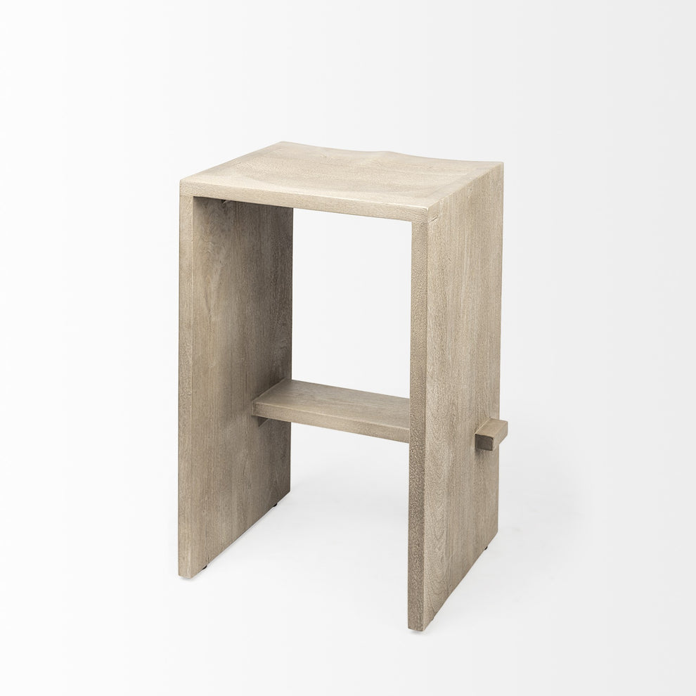 26' Minimal Cool Gray Brown Wood Counter Stool By Homeroots | Counter Stools | Modishstore - 5