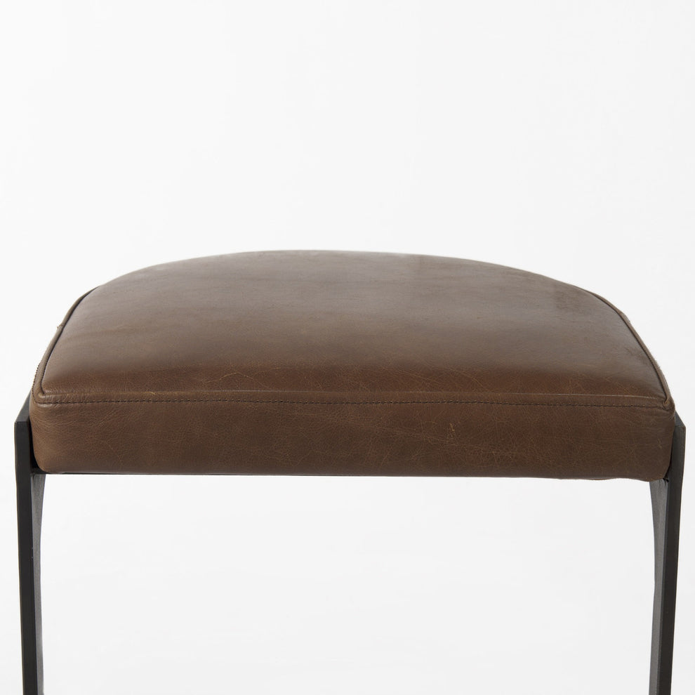 Brown Leather C Shape Metal Counter Stool By Homeroots | Counter Stools | Modishstore - 6