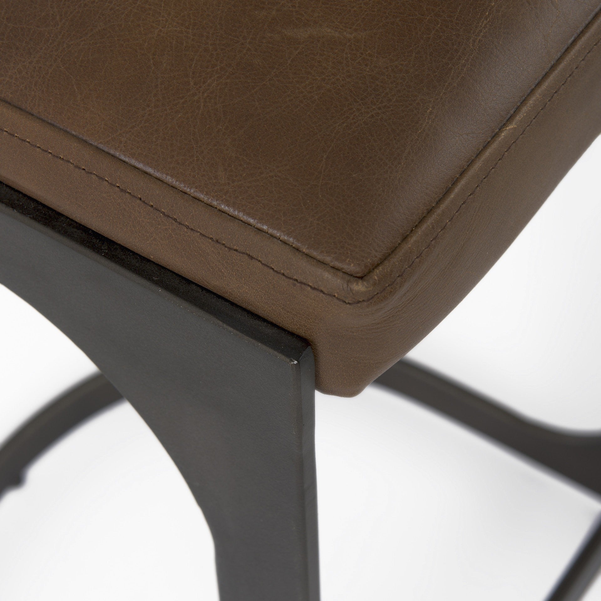 Brown Leather C Shape Metal Counter Stool By Homeroots | Counter Stools | Modishstore - 7
