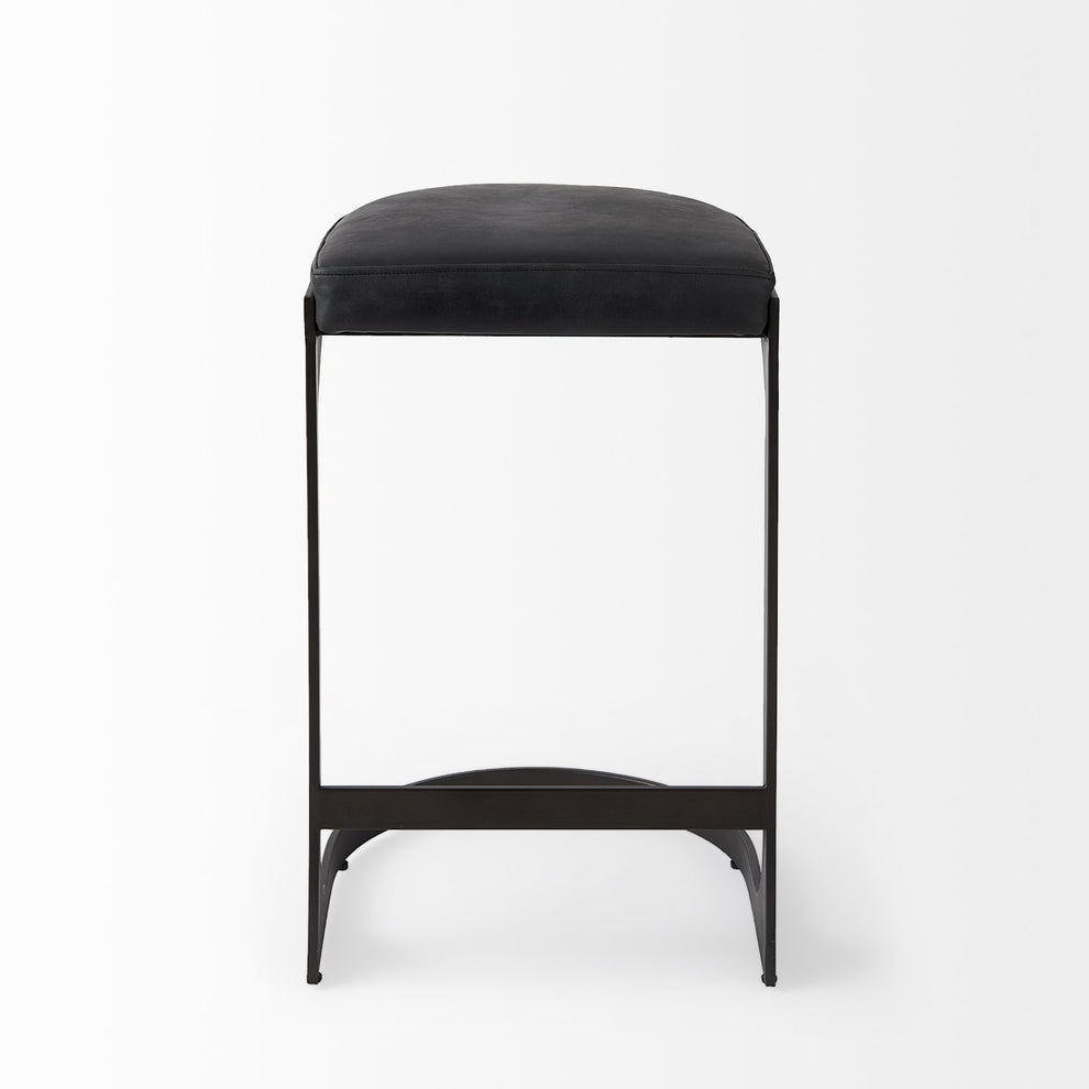 Brown Leather C Shape Metal Counter Stool By Homeroots | Counter Stools | Modishstore - 11