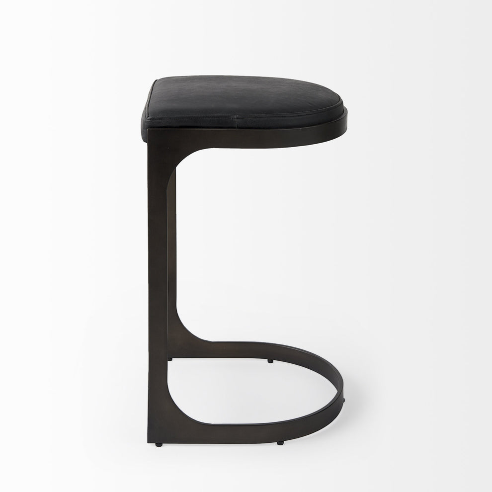 Brown Leather C Shape Metal Counter Stool By Homeroots | Counter Stools | Modishstore - 12