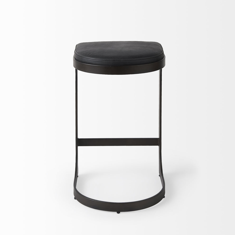 Brown Leather C Shape Metal Counter Stool By Homeroots | Counter Stools | Modishstore - 13