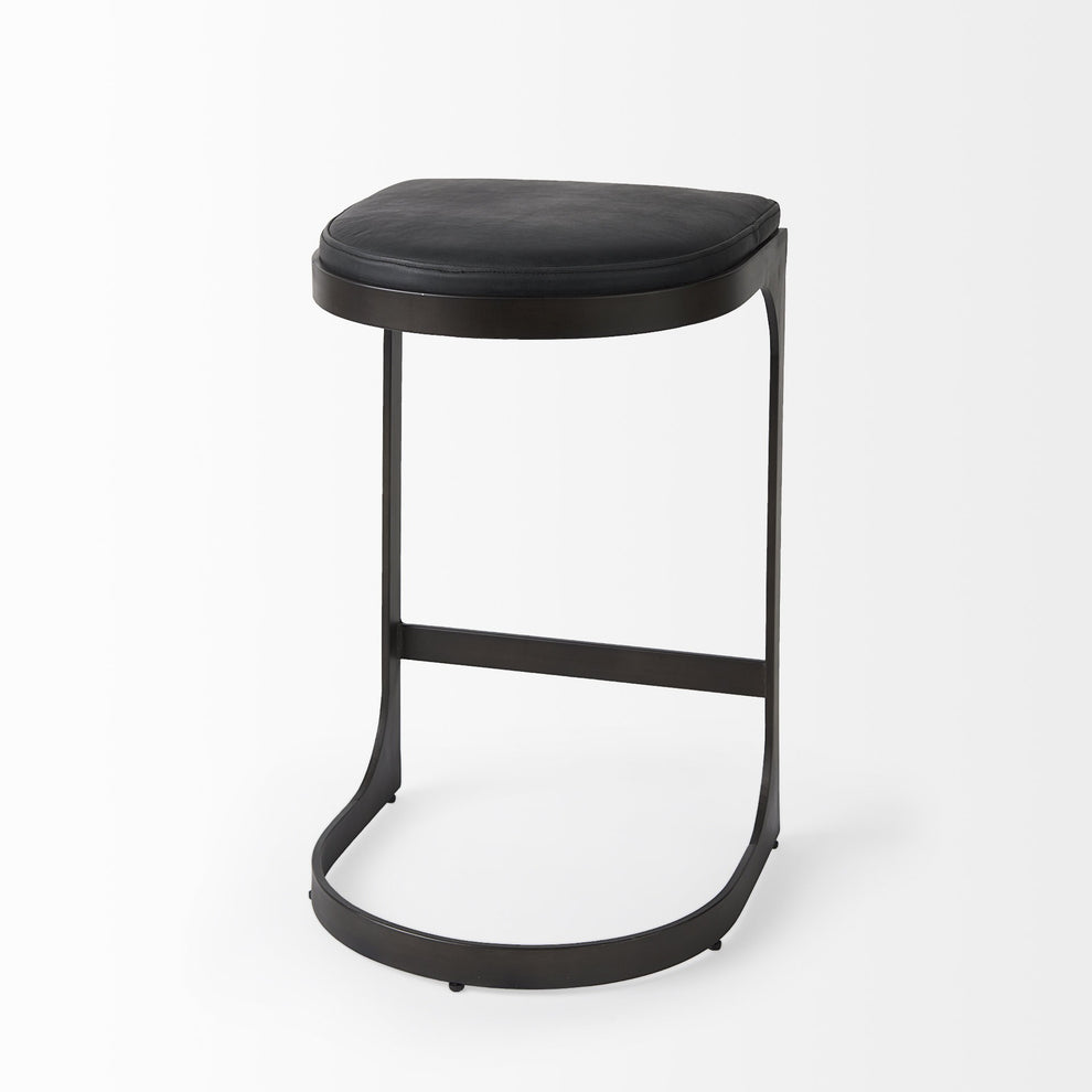 Brown Leather C Shape Metal Counter Stool By Homeroots | Counter Stools | Modishstore - 14