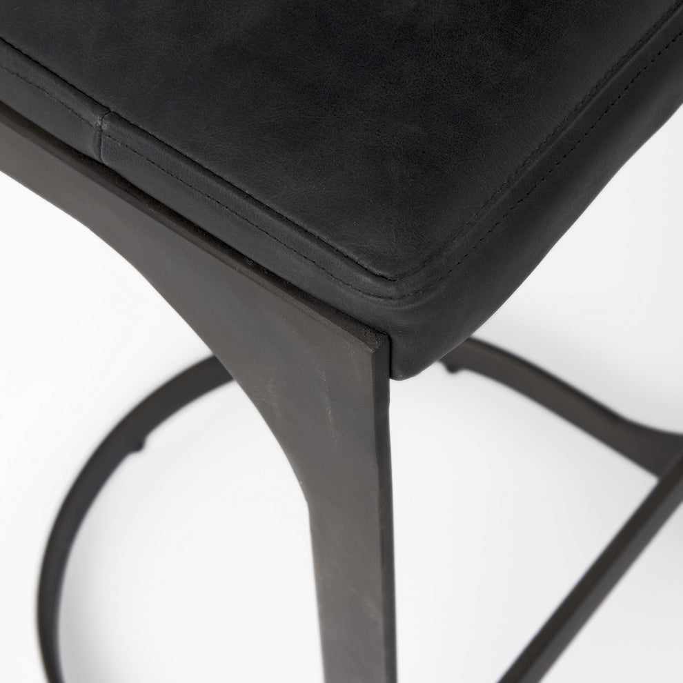 Brown Leather C Shape Metal Counter Stool By Homeroots | Counter Stools | Modishstore - 16