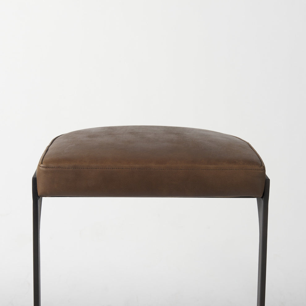 Brown Leather C Shape Metal Bar Stool By Homeroots | Bar Stools | Modishstore - 6