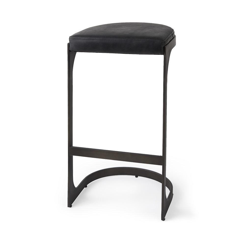 Brown Leather C Shape Metal Bar Stool By Homeroots | Bar Stools | Modishstore - 10