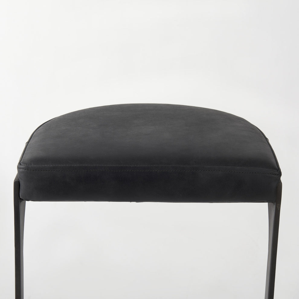 Brown Leather C Shape Metal Bar Stool By Homeroots | Bar Stools | Modishstore - 15