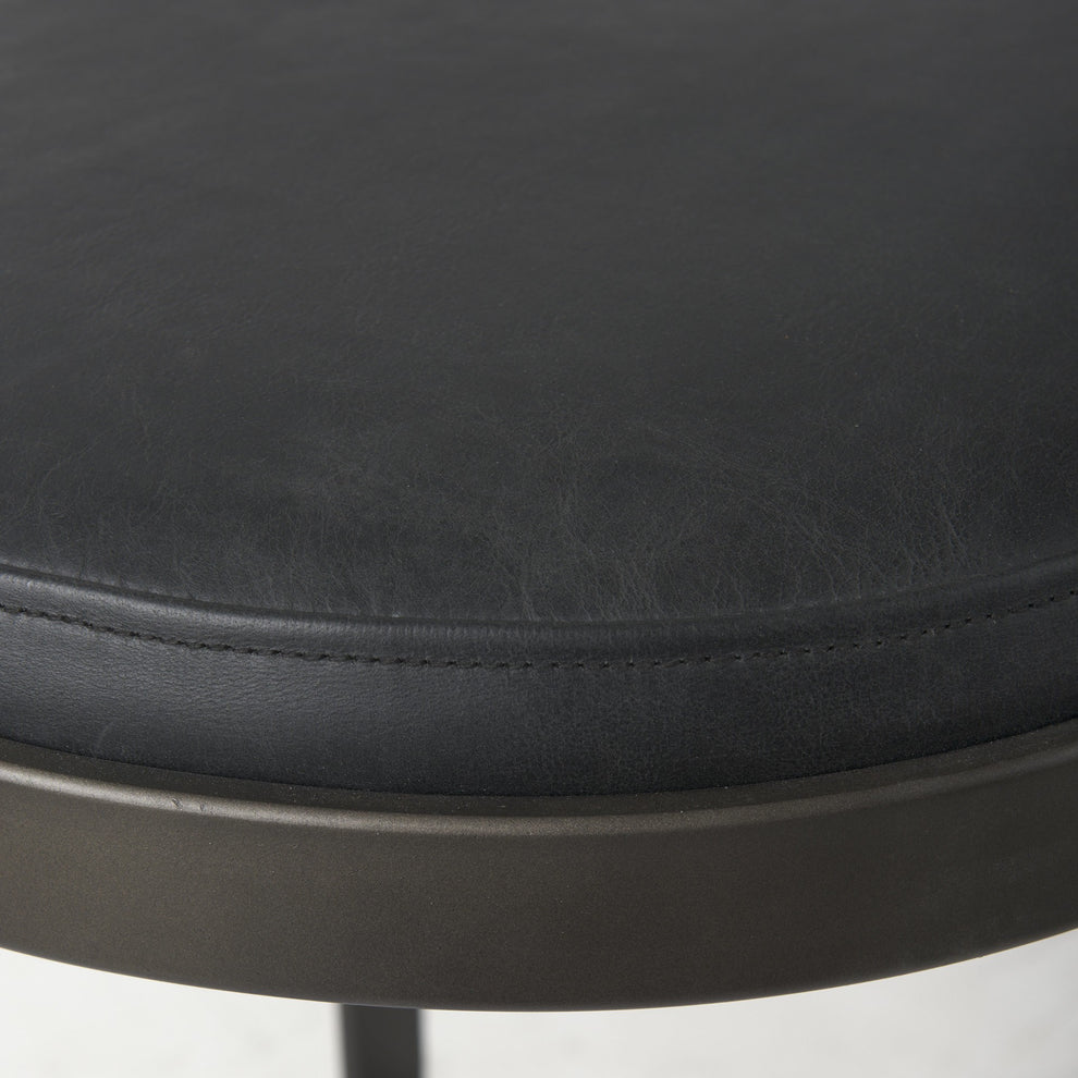 Brown Leather C Shape Metal Bar Stool By Homeroots | Bar Stools | Modishstore - 17
