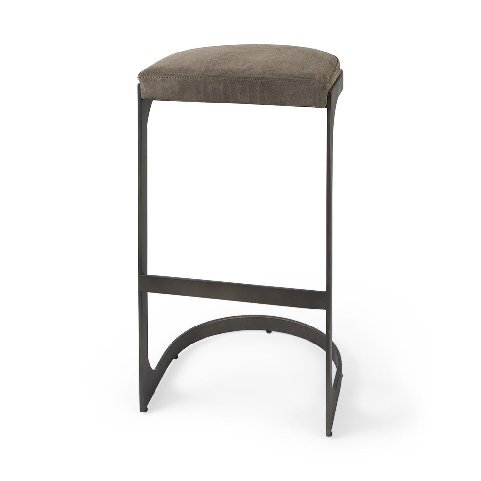 Brown Leather C Shape Metal Bar Stool By Homeroots | Bar Stools | Modishstore - 19
