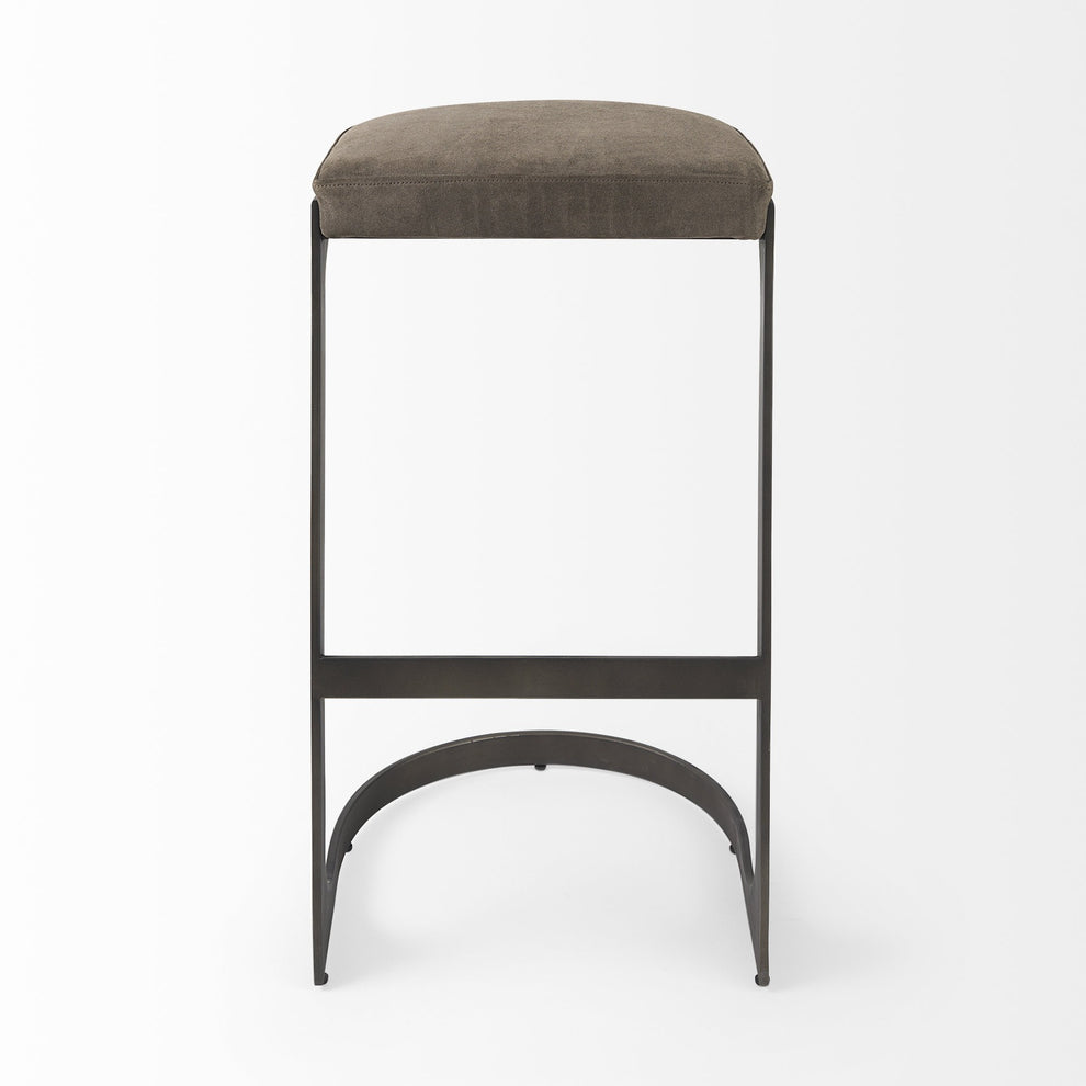 Brown Leather C Shape Metal Bar Stool By Homeroots | Bar Stools | Modishstore - 20