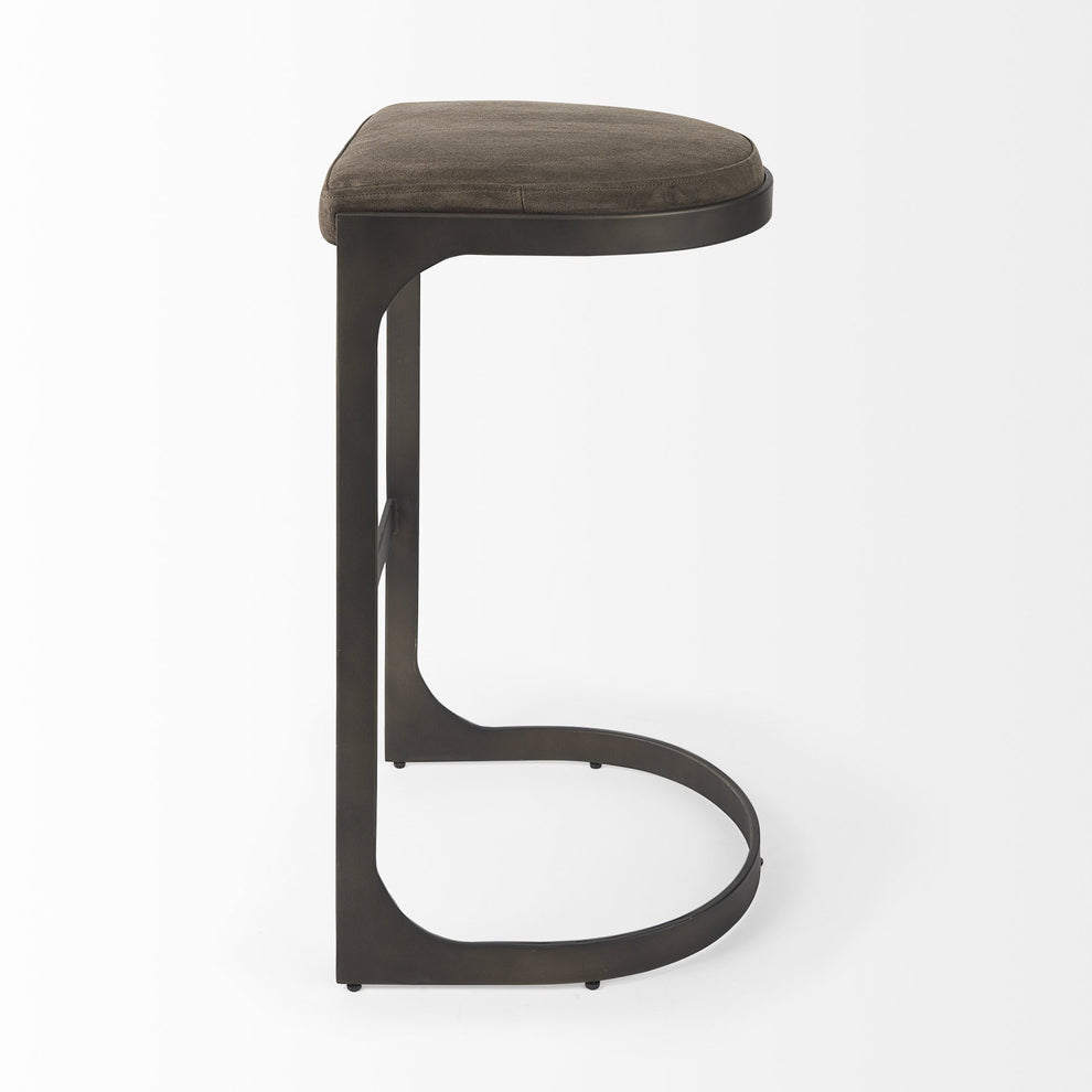Brown Leather C Shape Metal Bar Stool By Homeroots | Bar Stools | Modishstore - 21