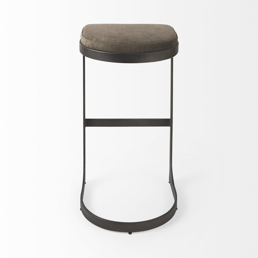 Brown Leather C Shape Metal Bar Stool By Homeroots | Bar Stools | Modishstore - 22