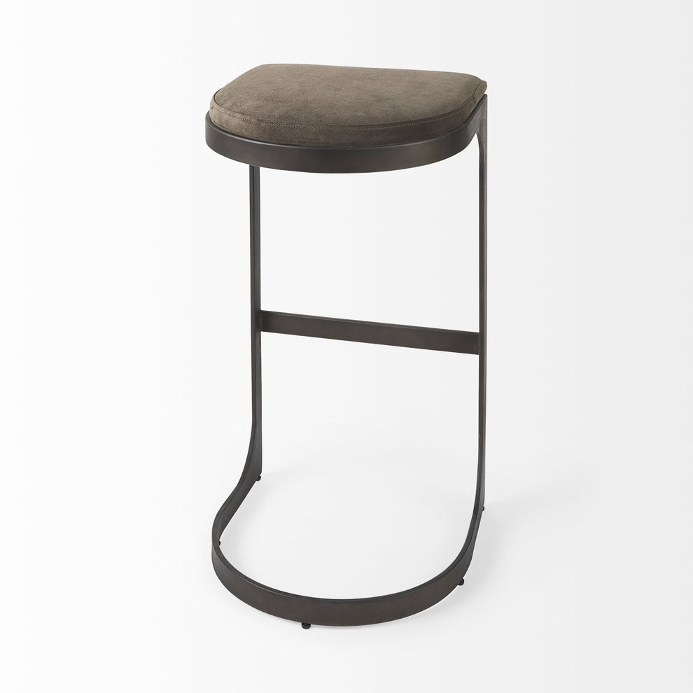 Brown Leather C Shape Metal Bar Stool By Homeroots | Bar Stools | Modishstore - 23