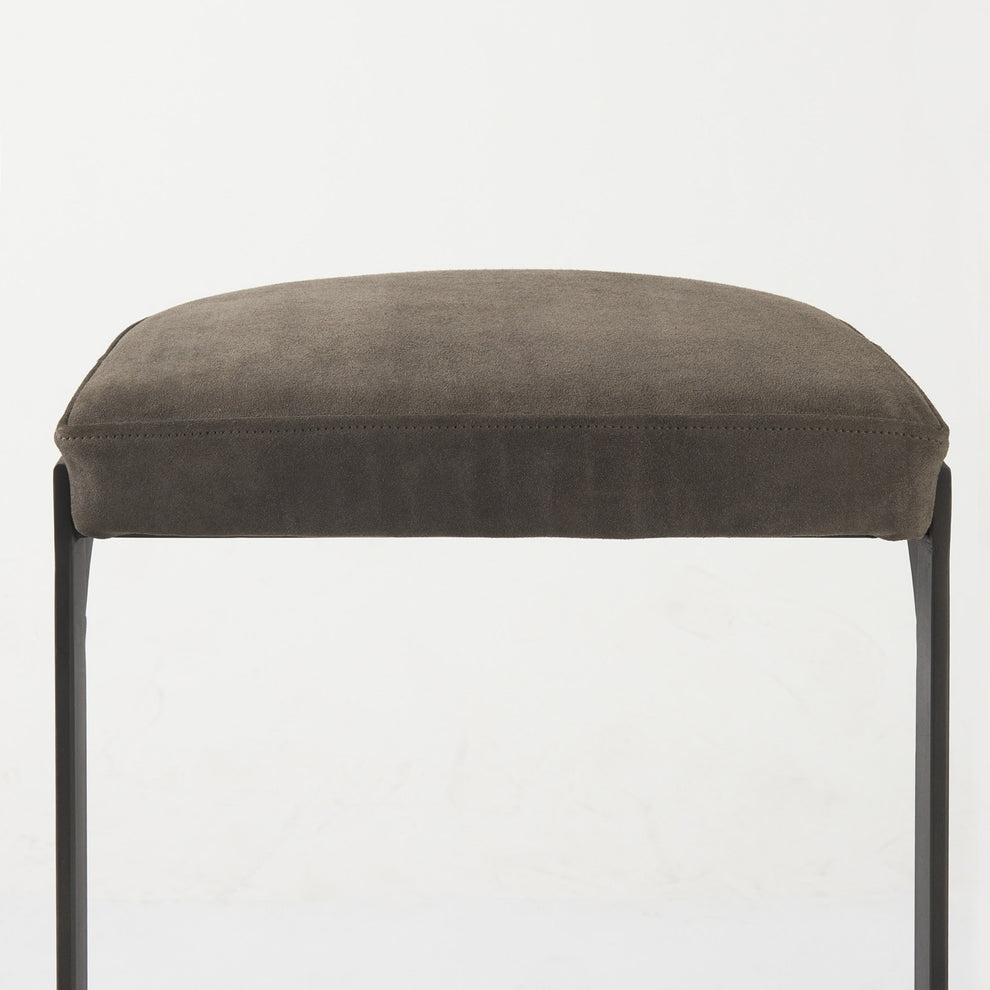 Brown Leather C Shape Metal Bar Stool By Homeroots | Bar Stools | Modishstore - 24