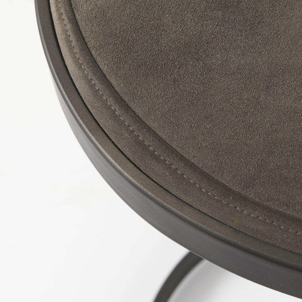 Brown Leather C Shape Metal Bar Stool By Homeroots | Bar Stools | Modishstore - 26