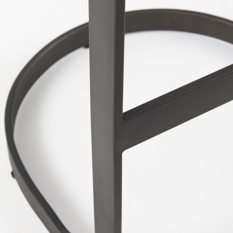 Brown Leather C Shape Metal Bar Stool By Homeroots | Bar Stools | Modishstore - 27