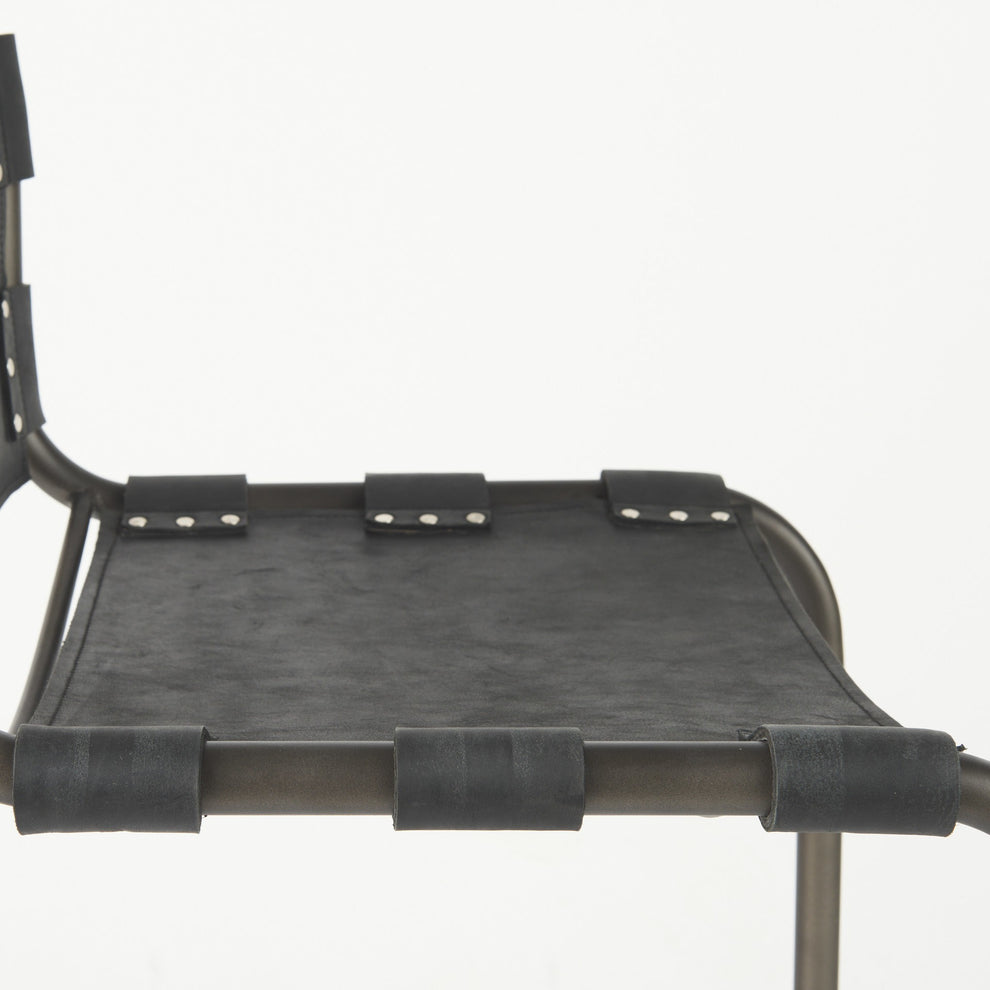 Black Leather Iron Framed Counter Stool By Homeroots | Counter Stools | Modishstore - 7