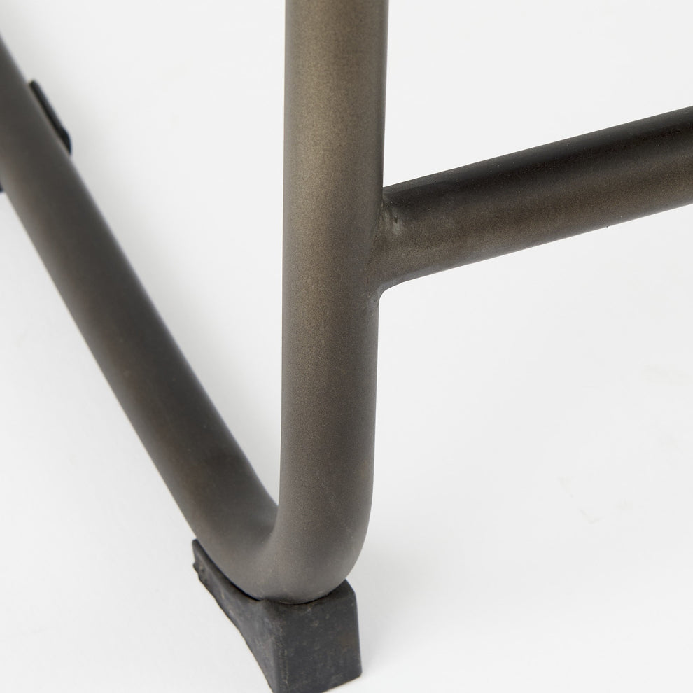 Black Leather Iron Framed Counter Stool By Homeroots | Counter Stools | Modishstore - 9