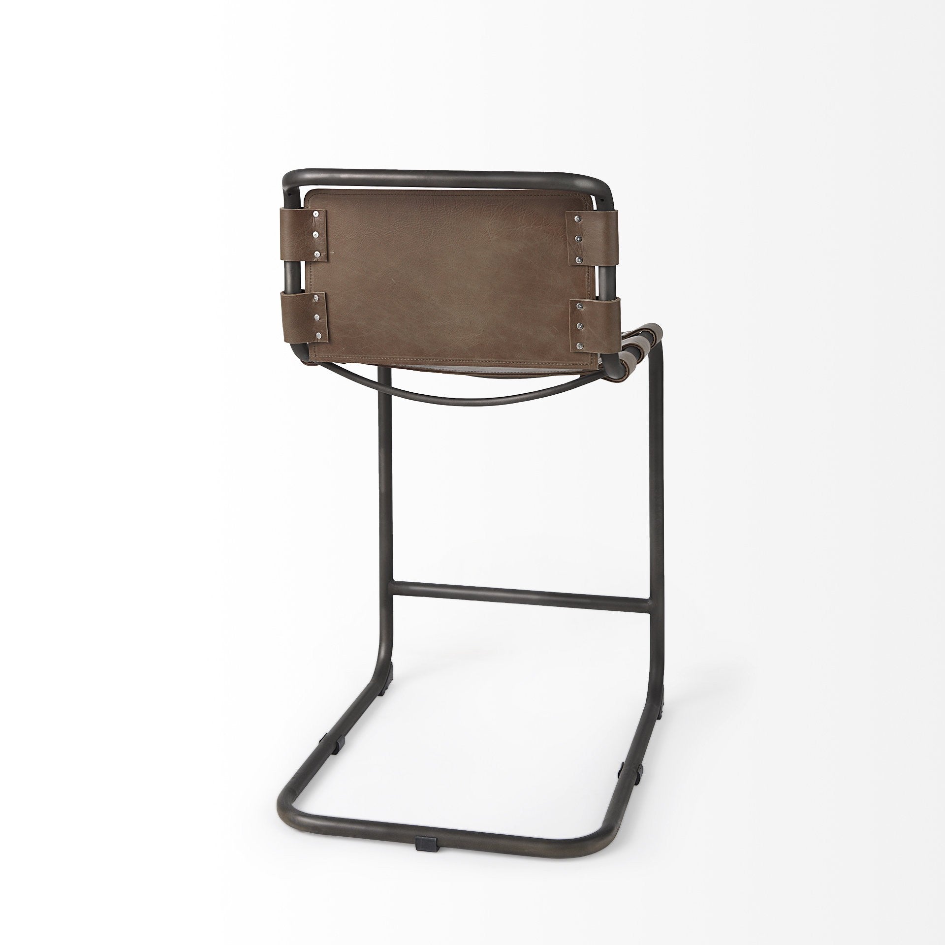 Light Brown Leather Iron Framed Counter Stool By Homeroots | Counter Stools | Modishstore - 5