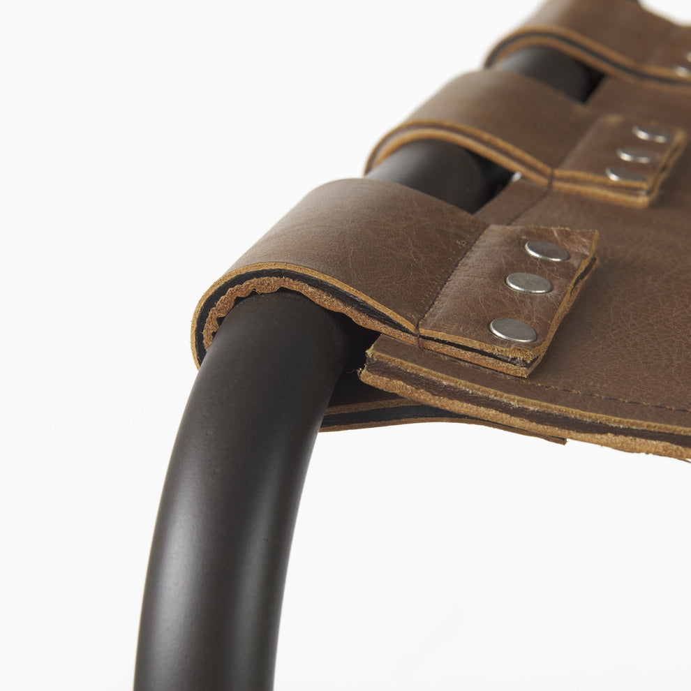 Light Brown Leather Iron Framed Counter Stool By Homeroots | Counter Stools | Modishstore - 7