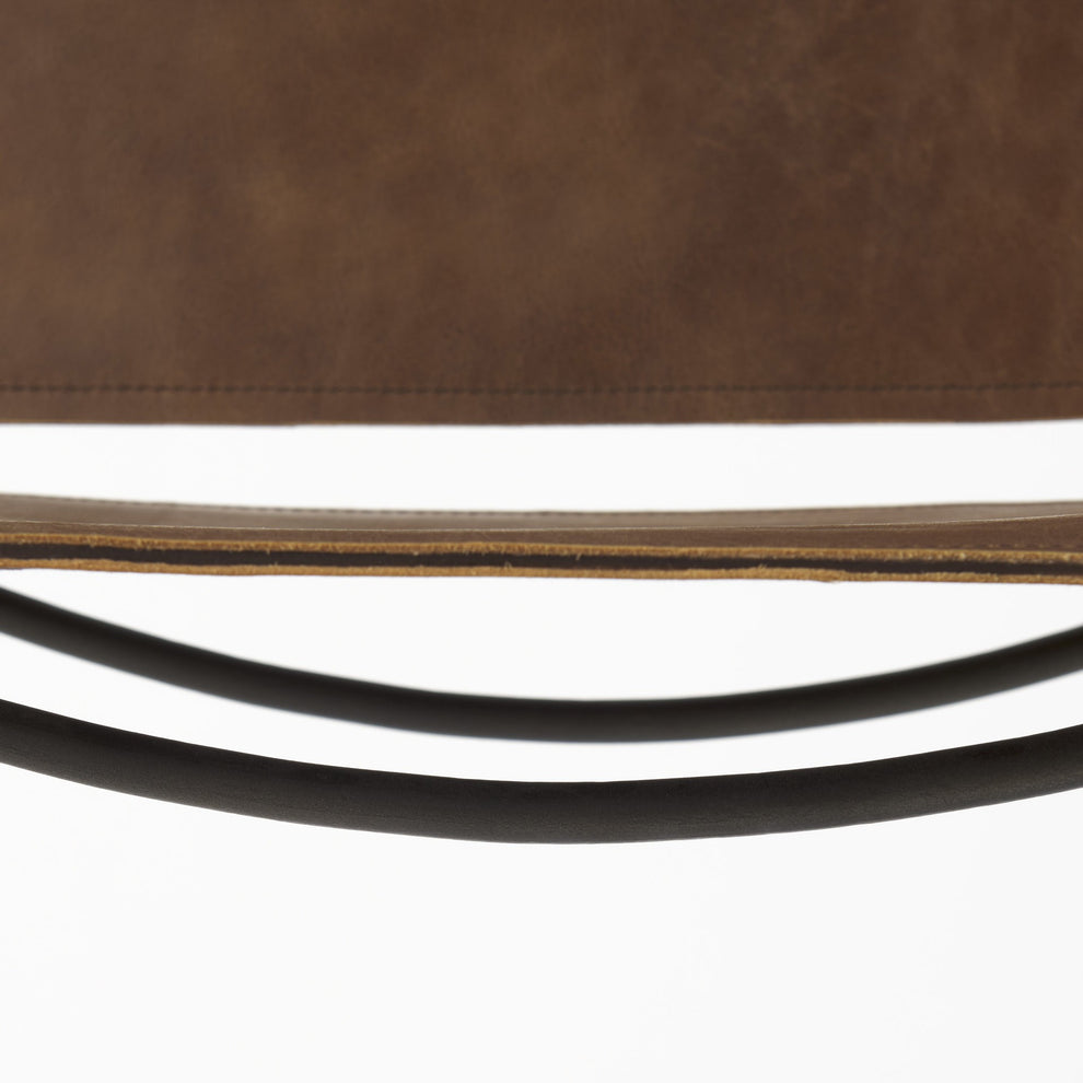 Light Brown Leather Iron Framed Counter Stool By Homeroots | Counter Stools | Modishstore - 9