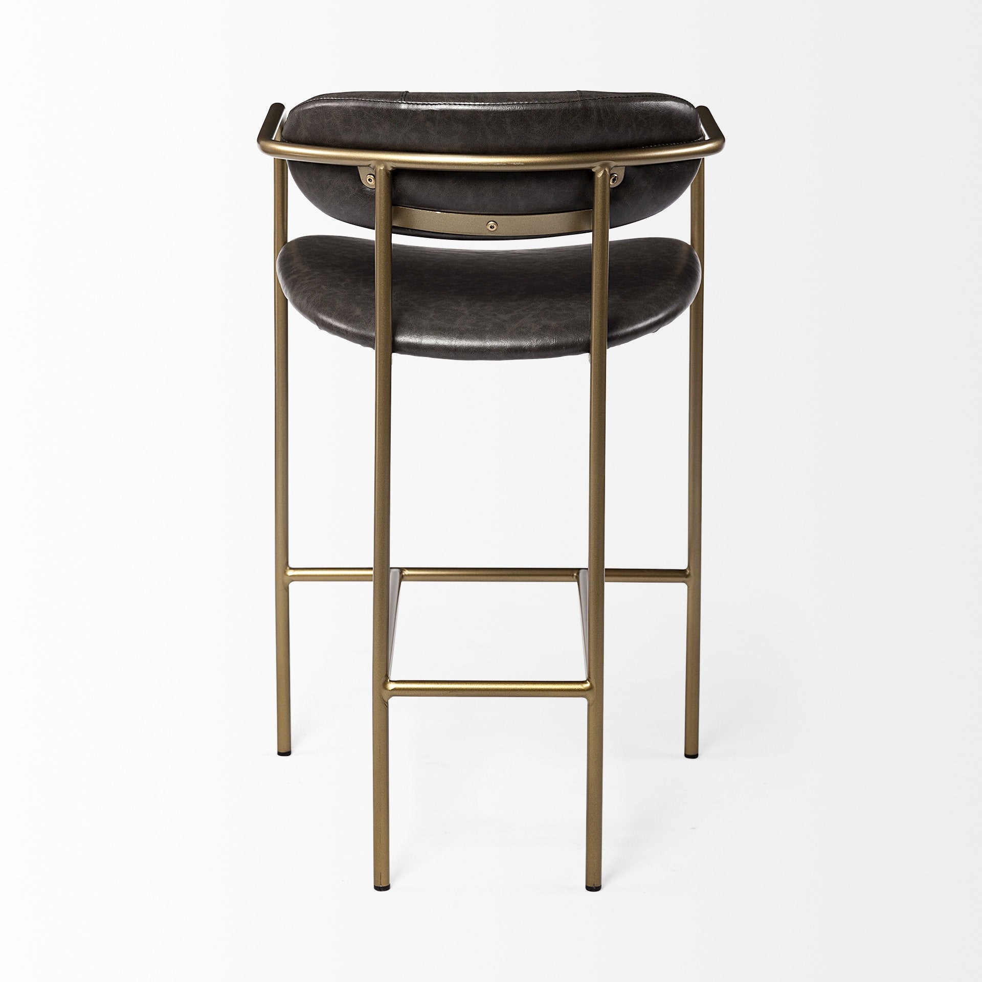 Brown Leather Gold Framed Counter Stool By Homeroots | Counter Stools | Modishstore - 4