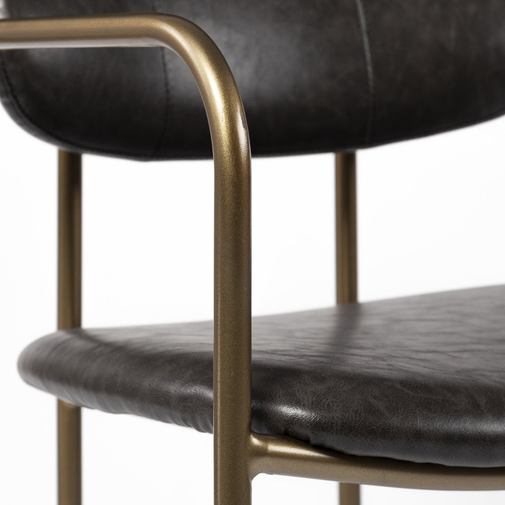 Brown Leather Gold Framed Counter Stool By Homeroots | Counter Stools | Modishstore - 7