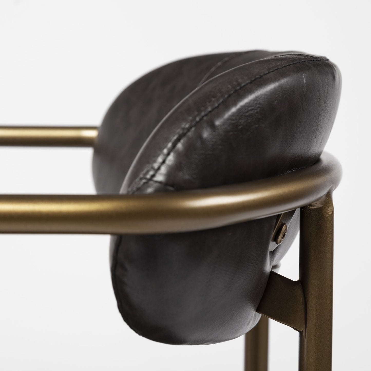 Brown Leather Gold Framed Counter Stool By Homeroots | Counter Stools | Modishstore - 8