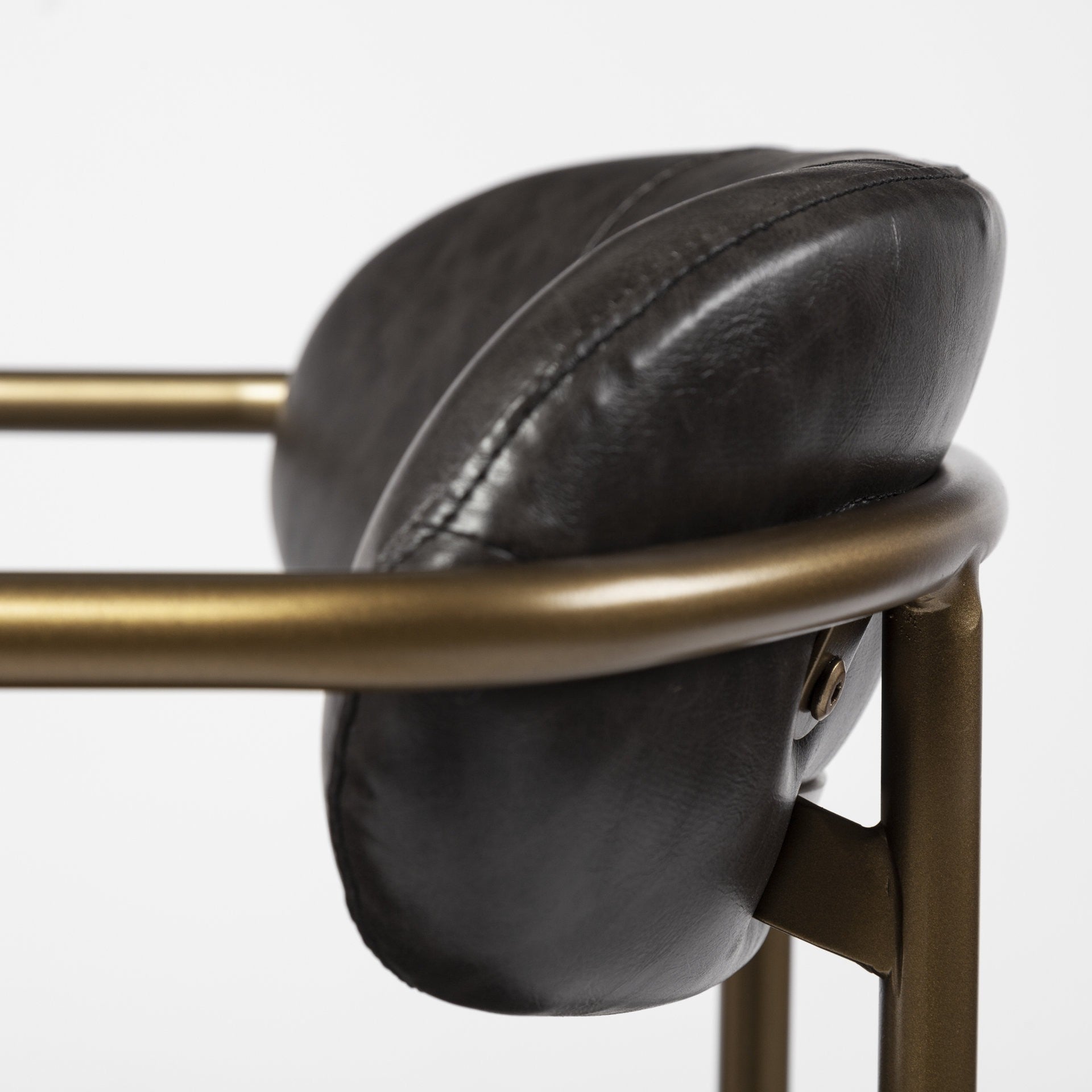 Brown Leather Gold Framed Counter Stool By Homeroots | Counter Stools | Modishstore - 8