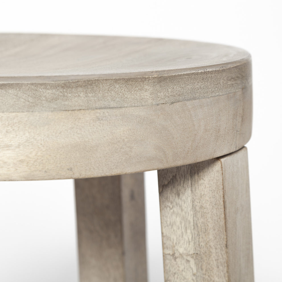 Cool Gray Whitewash Round Wooden Stool By Homeroots | Stools | Modishstore - 5
