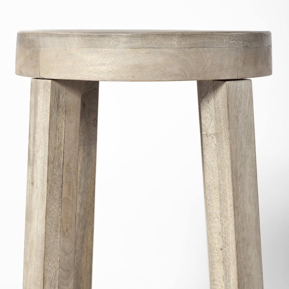 Cool Gray Whitewash Round Wooden Stool By Homeroots | Stools | Modishstore - 6