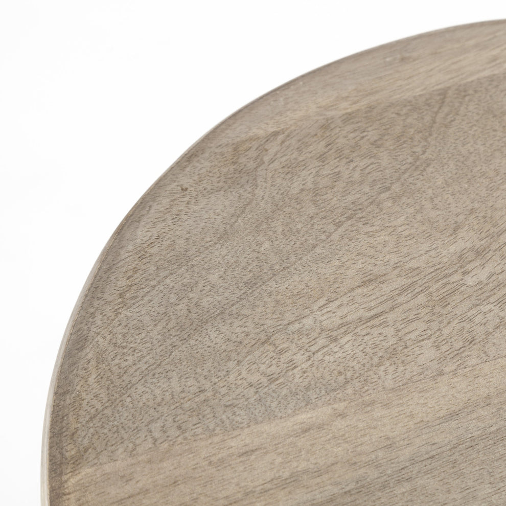 Cool Gray Whitewash Round Wooden Stool By Homeroots | Stools | Modishstore - 7