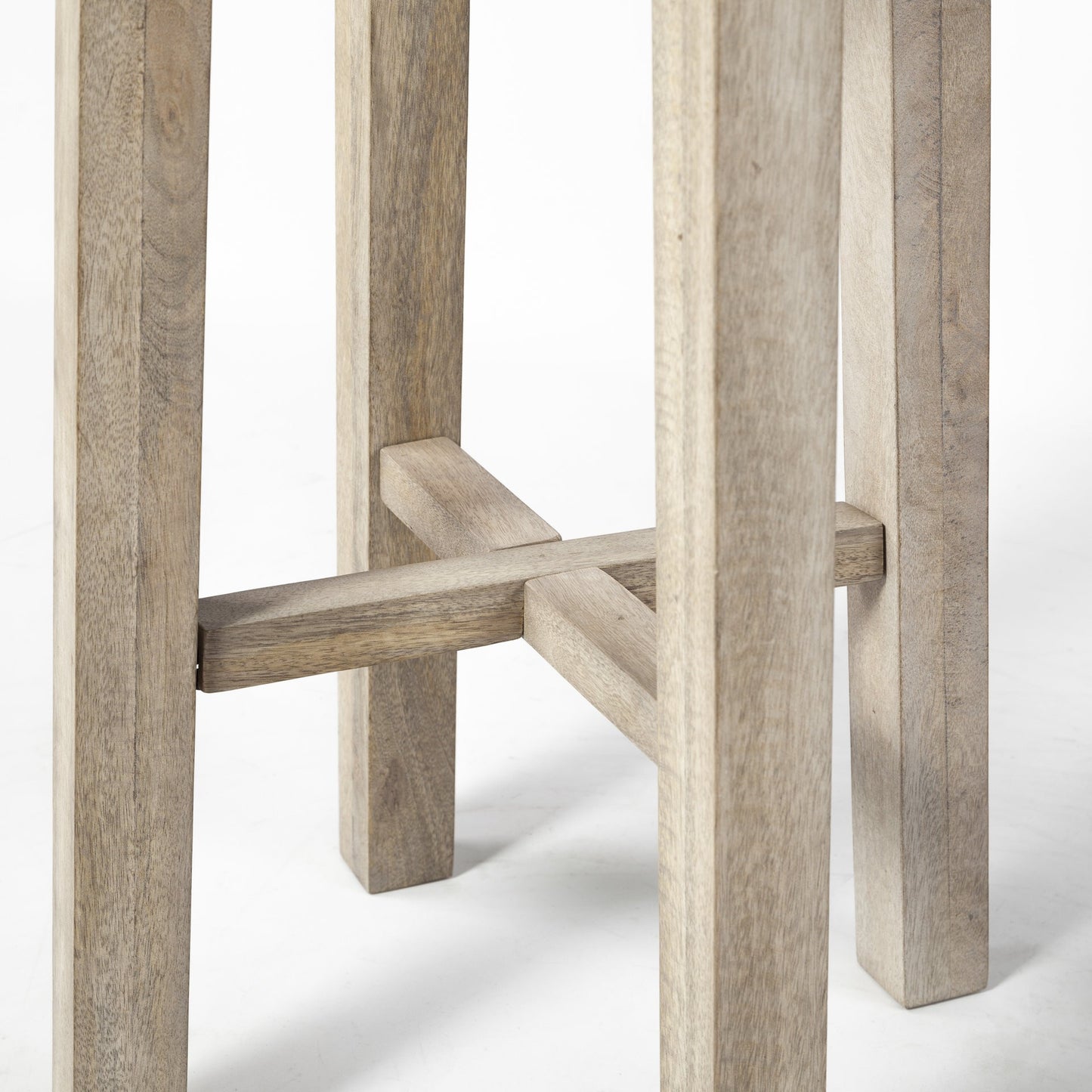 Cool Gray Whitewash Round Wooden Stool By Homeroots | Stools | Modishstore - 9