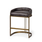 29' Black Leather Antiqued Gold Low Back Counter Stool By Homeroots | Counter Stools | Modishstore