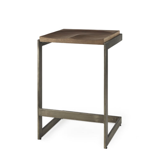 26' Warm Brown Cheeky Wood And Metal Counter Stool By Homeroots | Counter Stools | Modishstore