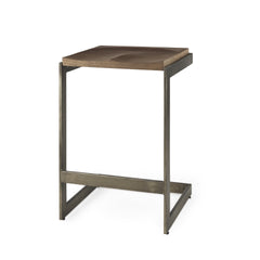 26' Warm Brown Cheeky Wood And Metal Counter Stool By Homeroots