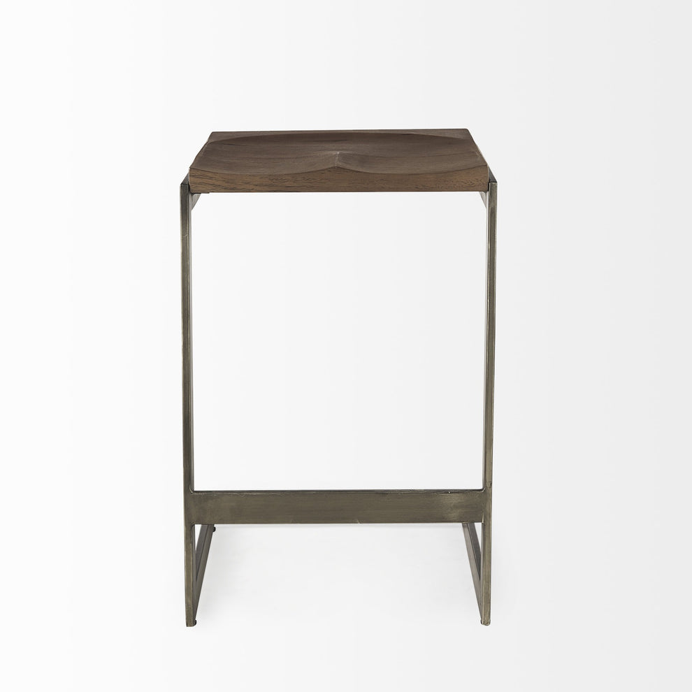 26' Warm Brown Cheeky Wood And Metal Counter Stool By Homeroots | Counter Stools | Modishstore - 2