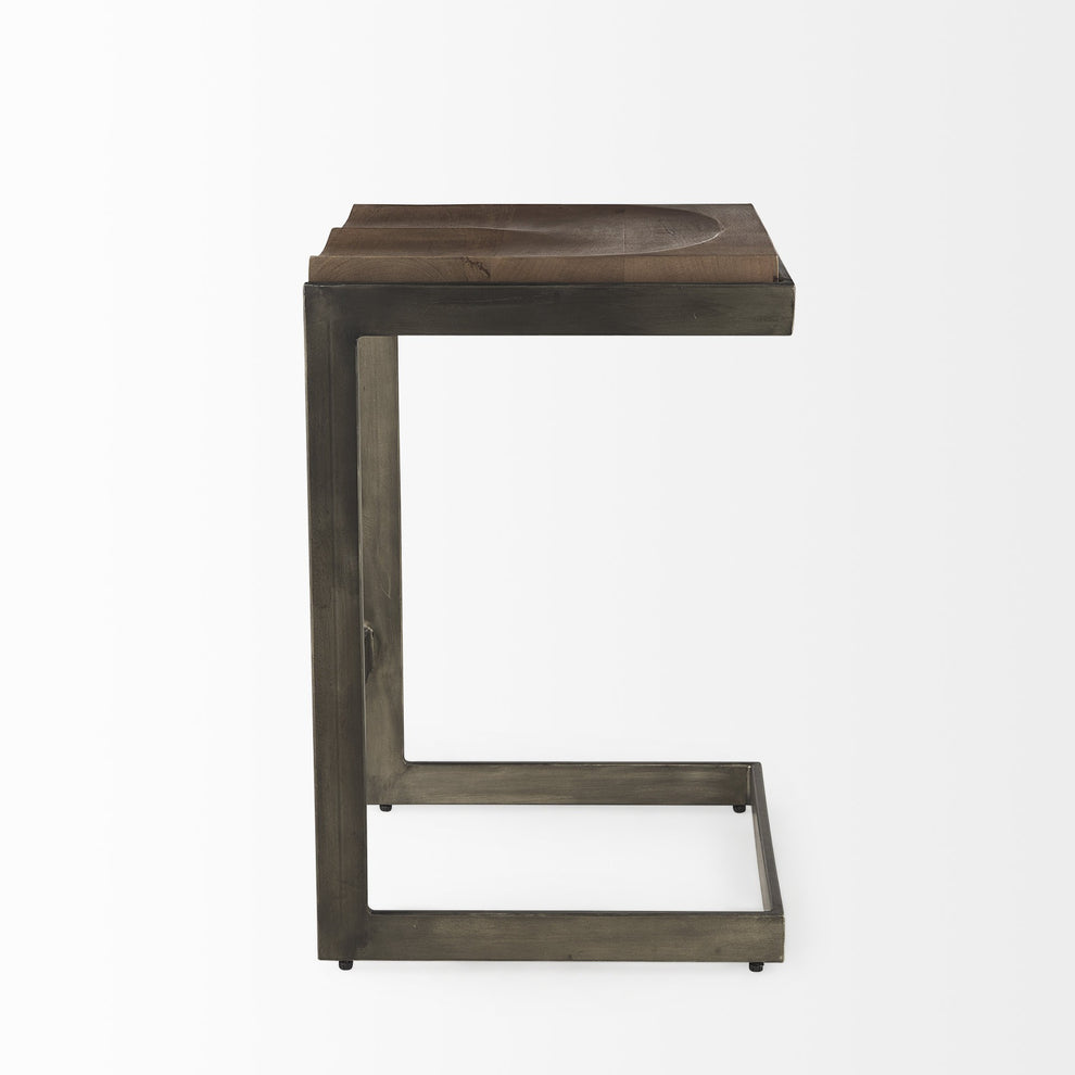 26' Warm Brown Cheeky Wood And Metal Counter Stool By Homeroots | Counter Stools | Modishstore - 3
