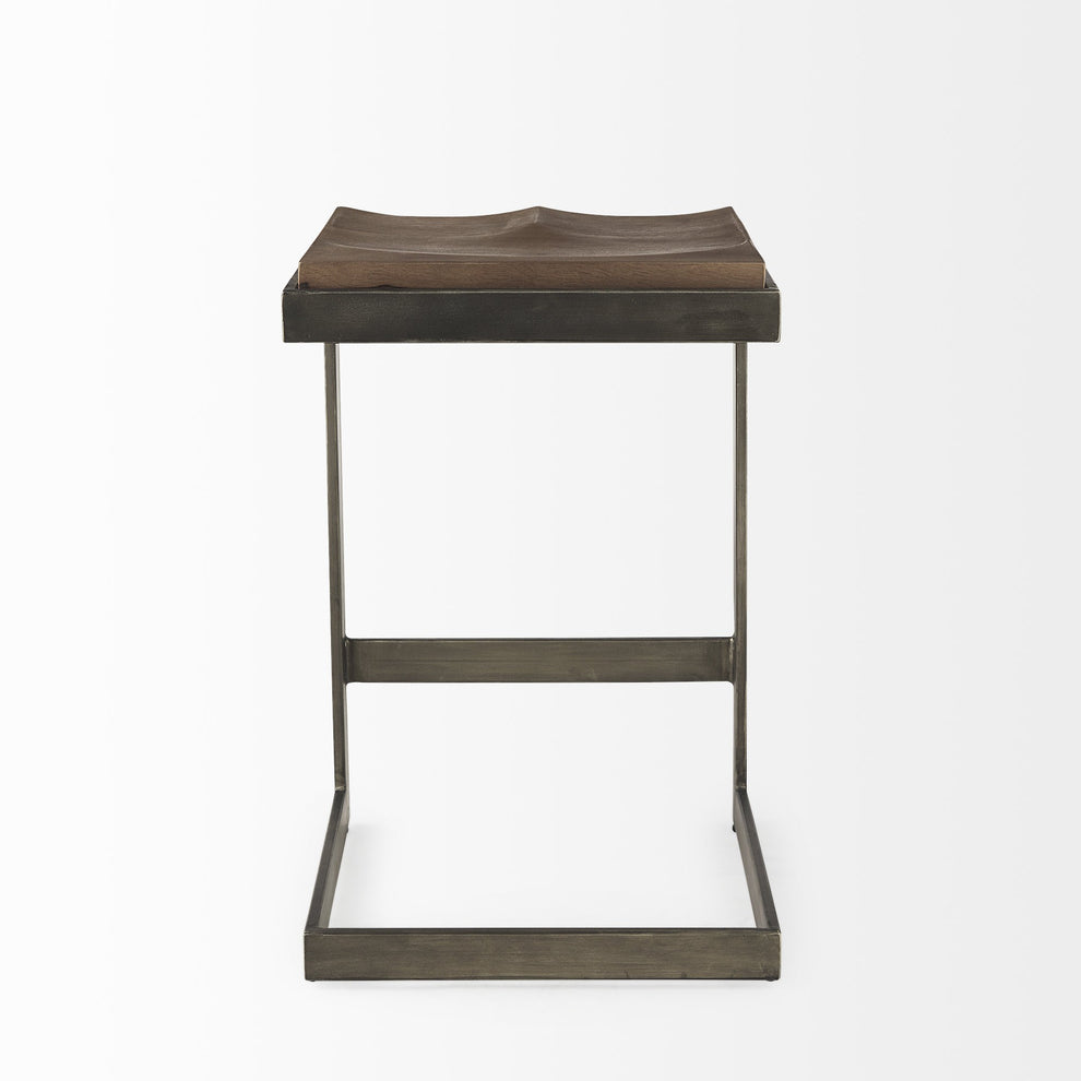 26' Warm Brown Cheeky Wood And Metal Counter Stool By Homeroots | Counter Stools | Modishstore - 4