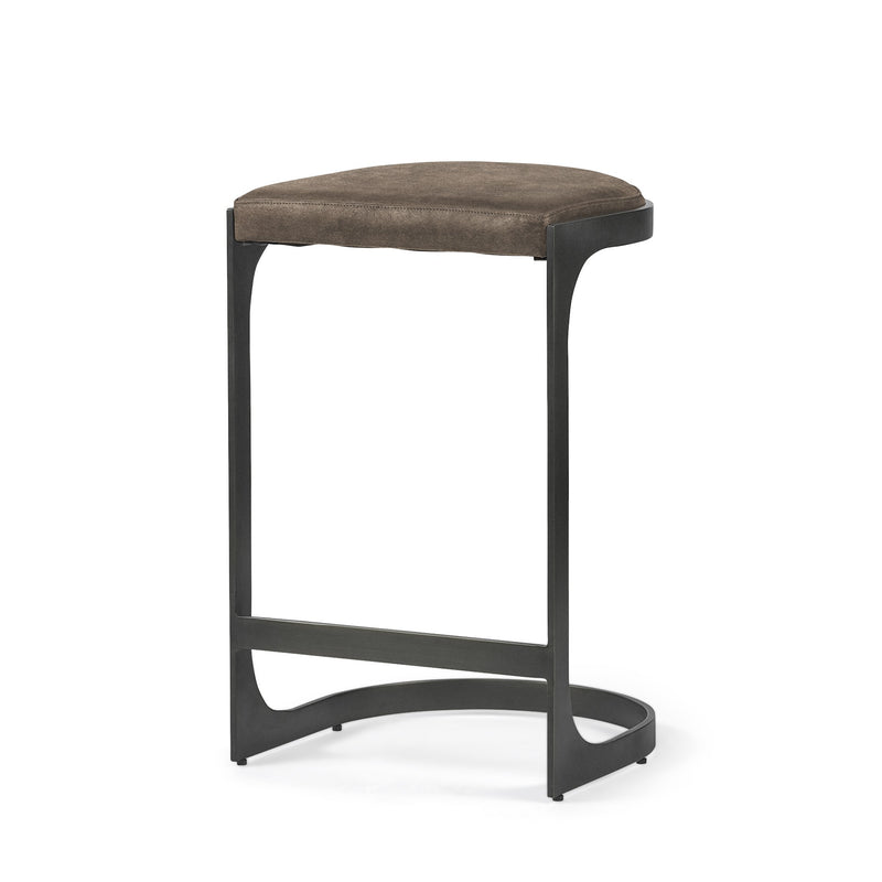 Dark Brown Leather C Shape Metal Counter Stool By Homeroots | Counter Stools | Modishstore
