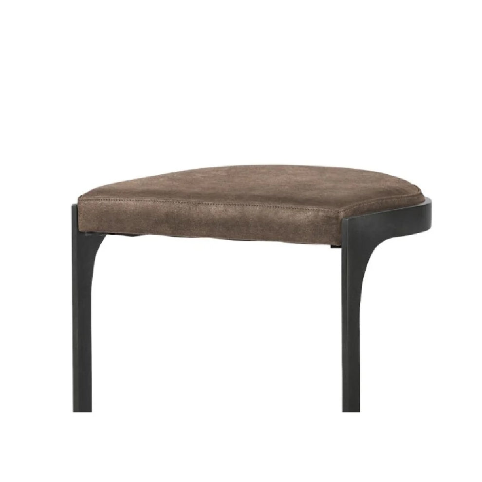 Dark Brown Leather C Shape Metal Counter Stool By Homeroots | Counter Stools | Modishstore - 2